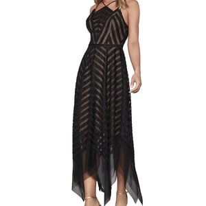 BCBGMAXAZRIA Tulle Handkerchief-Hem Dress